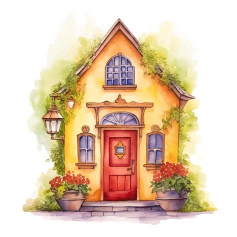 Premium Vector | Fairy Tale house watercolor paint