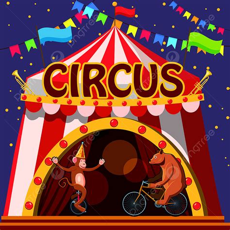 Circus Tent Vector Design Images, Circus Animals Show Tent Concept ...