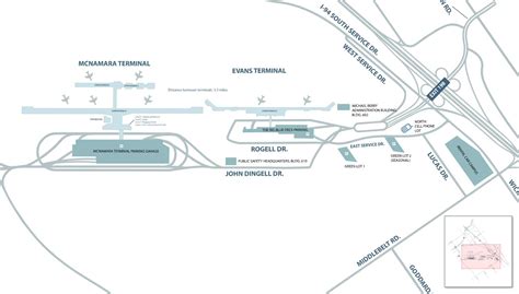 Detroit Airport terminals map DTW - Metropolitan Wayne County