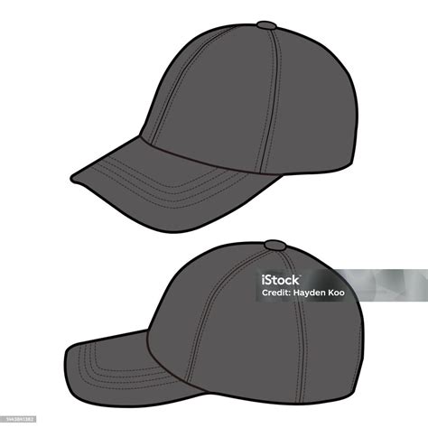 Baseball Cap Hat Fashion Flat Sketch Stock Illustration - Download ...