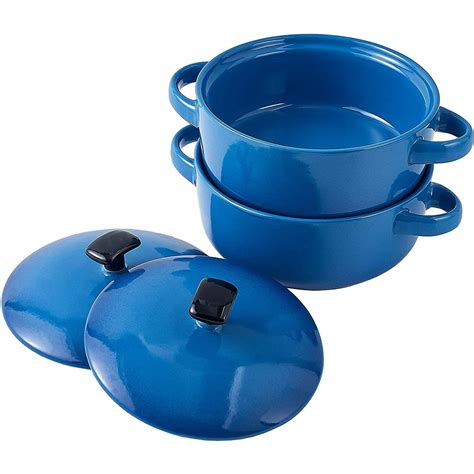 Bruntmor Bake & Serve Ceramic Soup Bowls With Handles and lids - 20 ...