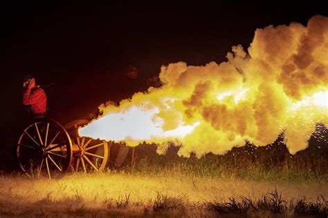 Cannon Firing at Night Photograph by David Sams - Fine Art America