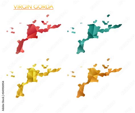 Set of vector polygonal maps of Virgin Gorda. Bright gradient map of ...