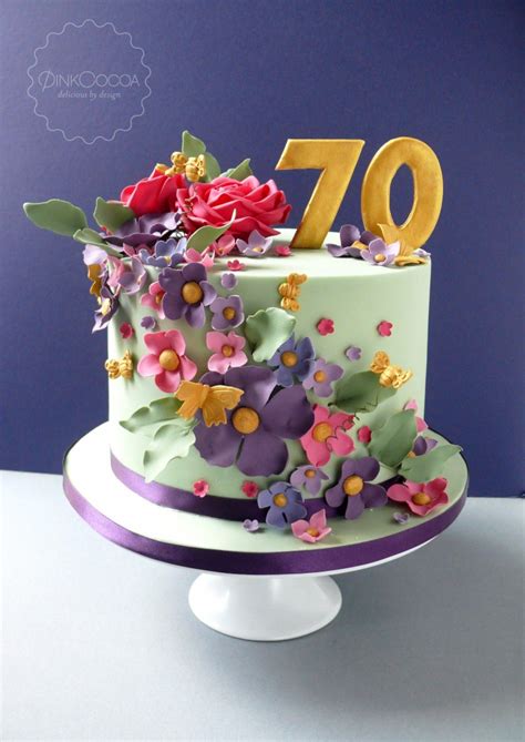 70th Floral Birthday Cake - Pink Cocoa