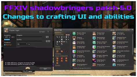 FFXIV shadowbringers patch 5.0 changes to crafting ui and abilities ...