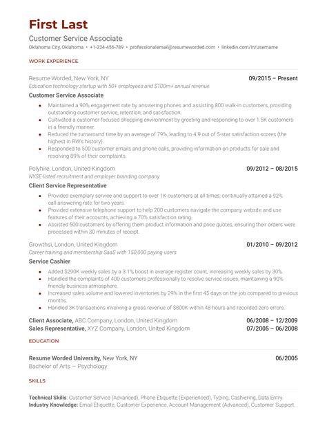 Remote Customer Service Rep Resume Example for 2022 | Resume Worded