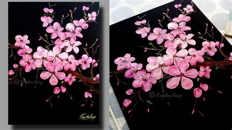 Acrylic Cherry blossoms acrylic painting Art & Collectibles etna.com.pe