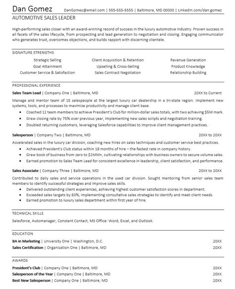 Car Salesman Resume | Monster.com