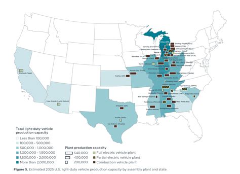 Map of all car assembly plants in the US, their production capacity ...