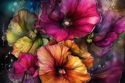 Beautiful Alcea Flower Graphic by Ariyan Store · Creative Fabrica