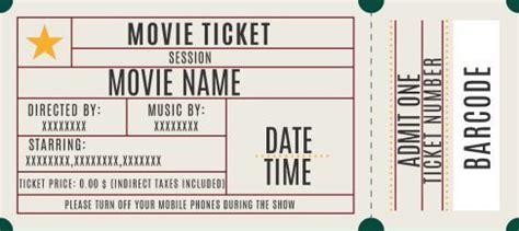 Customizable Editable Printable Movie Ticket Template - anchillante