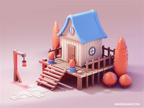 Low Poly Hut in Blender 2.90 | 3d Game Asset by Rafał Urbański on Dribbble