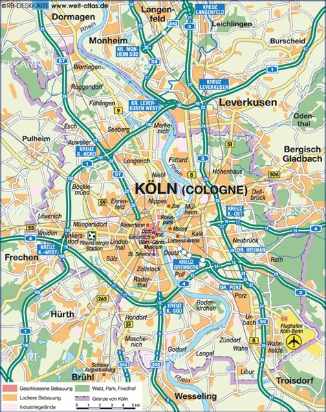 Karte von Köln (Stadt in Deutschland) | Welt-Atlas.de