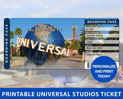 Universal Studios Trip Reveal Tickets Printable Surprise | Etsy