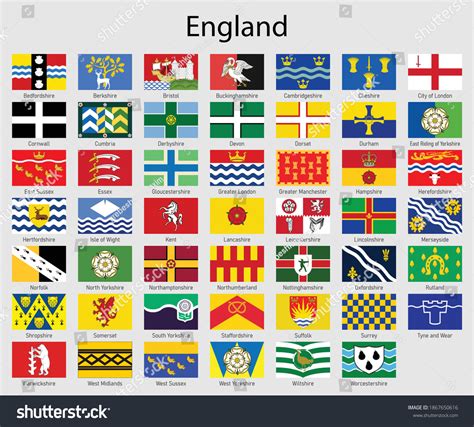 Set Flags Counties England All English Stock Vector (Royalty Free ...