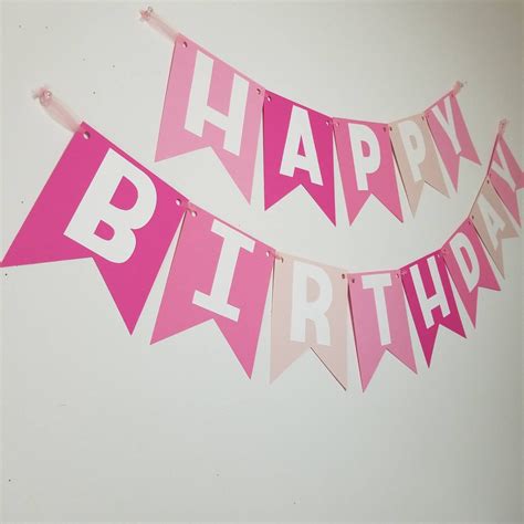 Happy Birthday Banner Pink Banner Pink Ombre Banner - Etsy