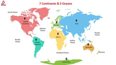 7 Continents and 5 Ocean Name List in Order of the World