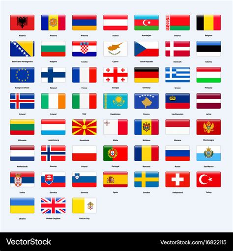 Set of flags of all countries of europe rectangle Vector Image