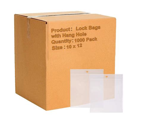 Pack of 1000 Zip Lock Bags with Hang Hole 10 x 12. Clear Polyethylene ...