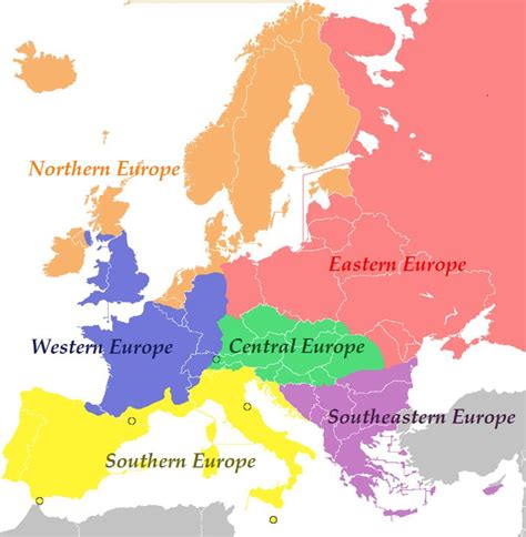 Different Regions Of Europe