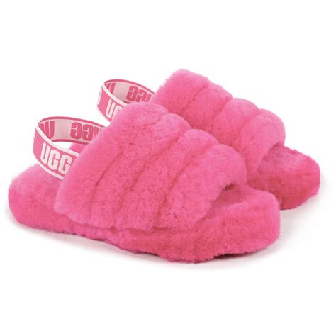 UGG Fluffy Slipper Sandals in Pink — BAMBINIFASHION.COM