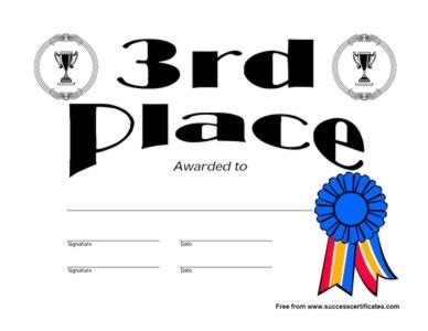 3rd Place Certificate | Certificate Templates | Teachers