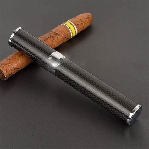 Black Carbon Fiber Cigar Tube Holder Hold 1 Cigar Travel Case Mini ...