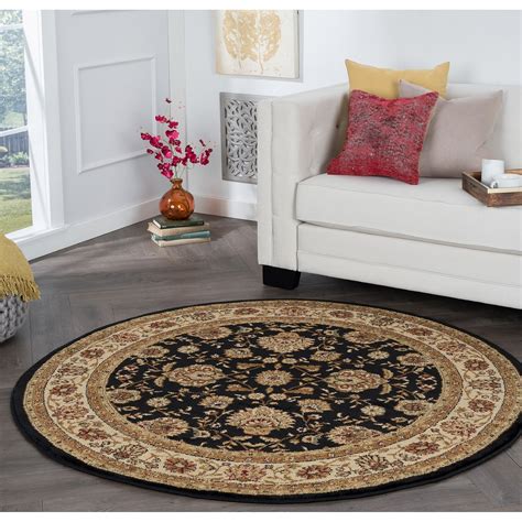 Alise Rugs Rhythm Traditional Floral Round Area Rug - 7'10 x 7'10 ...