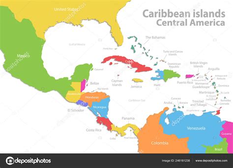 Caribbean Islands Central America Map New Political Detailed Map ...