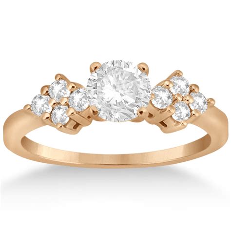 Diamond Cluster Engagment Ring & Wedding Band 14k Rose Gold 0.24ct - U2893