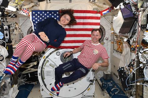 NASA's astronauts aboard the International Space Station on 4 July 2019 ...