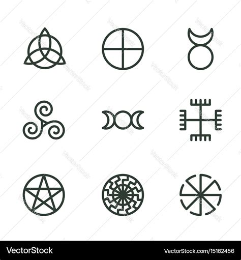 Pagan ancient symbols mystery sacred icons Vector Image