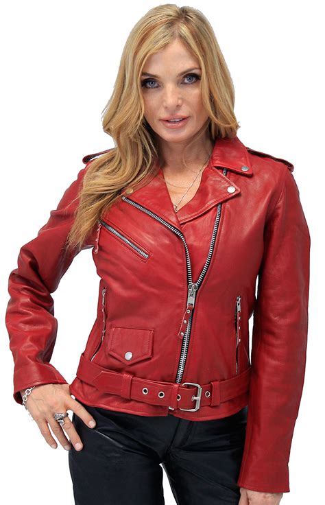 Women's Soft Red Lambskin Leather Motorcycle Jacket #L6061R - Jamin ...