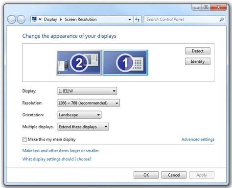 Extend Display in Dual Monitor Computer