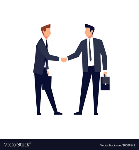 Businessmen in a flat style handshake Royalty Free Vector