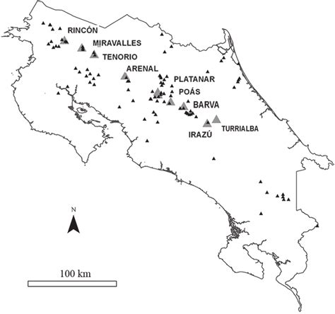 Main volcanoes in Costa Rica. | Download Scientific Diagram