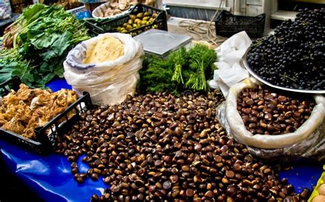 Fresh Organic Chestnuts at a Street Market Stock Photo - Image of pears ...