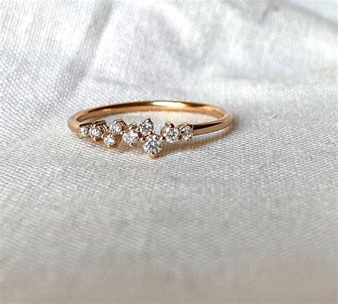 Rose Gold Diamond Cluster Ring Gold Cluster Ring Diamond - Etsy