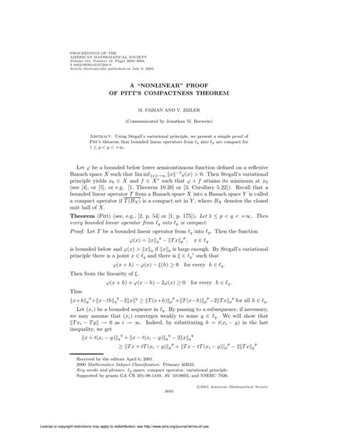 (PDF) A “nonlinear” proof of Pitt’s compactness theorem