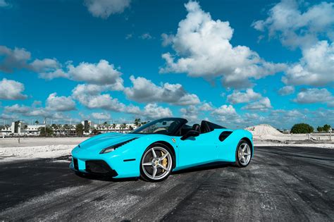 2018 Ferrari 488 Spider – Tiffany Blue | MVP Miami Exotic Rentals