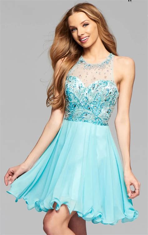 New Sky Blue Homecoming Dresses Short Prom Dresses Beaded High School ...