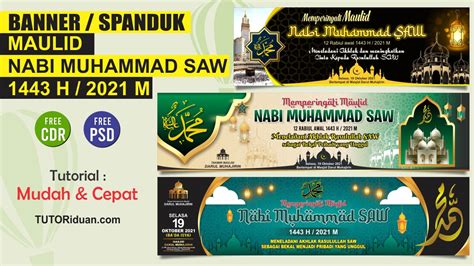 Free 3 Desain Banner Spanduk Maulid Nabi Muhammad SAW 1443 H (Free CDR ...