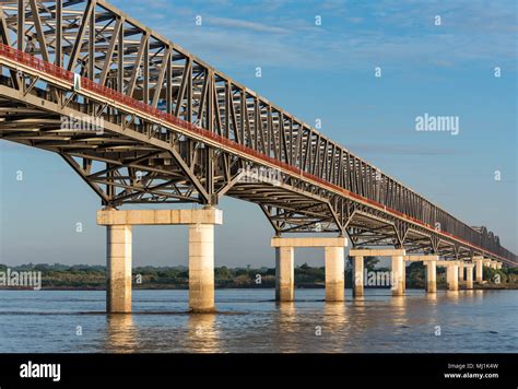 Pakokku Bridge across the Irrawaddy River, Myanmar (Burma Stock Photo ...