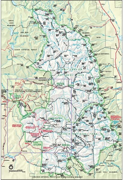 Sequoia National Park map and Kings Canyon National park map - Sequoia ...