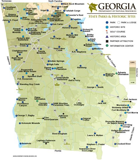 Georgia State Parks & Historic Sites Map | Department Of Natural ...