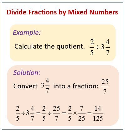 Dividing Fractions and Mixed Numbers (solutions, examples, worksheets ...