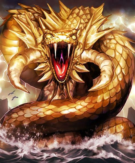 Card: Fanged Serpent | Fantasy creatures art, Snake art, Snake monster