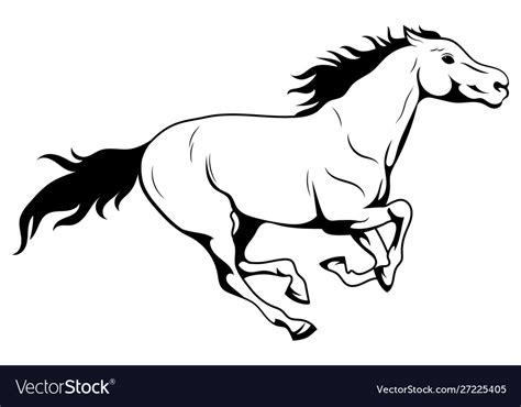 Running horse black and white Royalty Free Vector Image