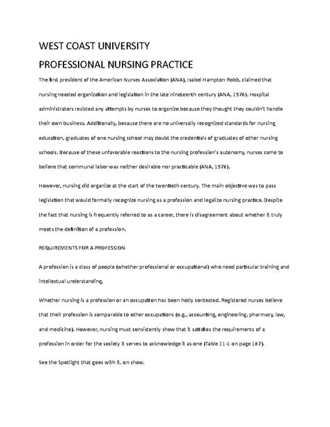 Professional Nursing Practice - WEST COAST UNIVERSITY PROFESSIONAL ...