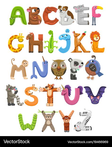 Zoo alphabet animal alphabet letters from a to z Vector Image